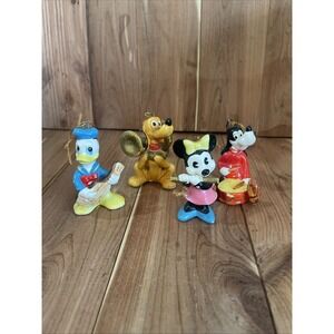 VTG  Ceramic Disney Christmas Ornaments Made In Japan Donal Goofy Pluto Minnie